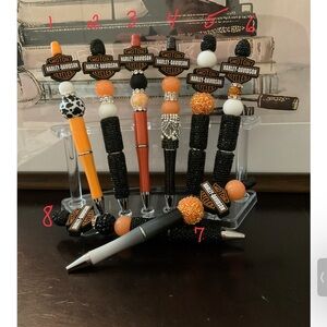 Harley-Davidson Themed Orange and Black Handmade Pens. Includes Refill.